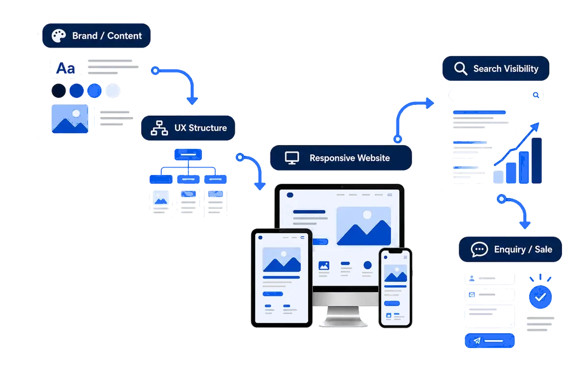 Connected digital growth journey from website experience to business action